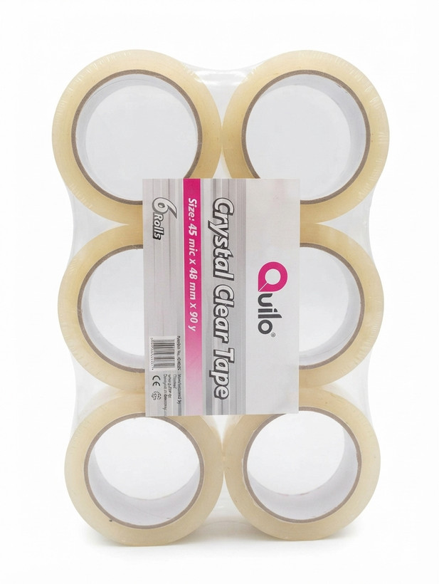 بسته 6 عددی چسب نواری کریستال شفاف کویلو عرض 5 سانت (Crystal Clear Tape)