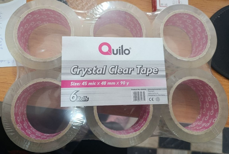 بسته 6 عددی چسب نواری کریستال شفاف کویلو عرض 5 سانت (Crystal Clear Tape)